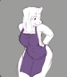  2024 2_horns 2d_animation animated anthro apron apron_aside apron_only areola big_breasts blush blush_lines boss_monster_(undertale) bovid breasts caprine clothed clothing curvy_figure elderly_female embarrassed exposed_breasts female floppy_ears frame_by_frame front_view goat haisevaa hi_res horn mammal nipples partially_clothed short_playtime slightly_chubby solo solo_focus standing thick_thighs toriel undertale undertale_(series) unfinished voluptuous wardrobe_malfunction white_body wide_hips  rating:questionable score: user:bot