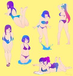 6+girls 7girls bikini bikini_top feet glasses happy hugging hugging_from_behind multicolored_hair multiple_boys multiple_girls ponytail razalor reading swimsuit water wink rating:Questionable score:77 user:dickgrayson822