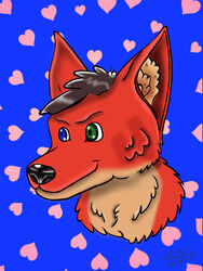  3:4 anthro canid canine canis headshot_portrait heart_symbol heterochromia kin male mammal portrait solo tribalwolf wolf  rating:safe score: user:bot