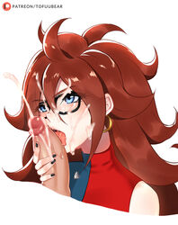 android_21 android_21_(human) auburn_hair black_nails blue_eyes cum cum_on_face cumshot dragon_ball dragon_ball_fighterz ear_piercing earrings erection facial fellatio female glasses licking_penis male nail_polish open_mouth oral painted_nails penis straight tofuubear tongue tongue_out rating:Explicit score:241 user:SolemnTagger