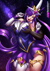 big_breasts league_of_legends lord_dominik purple_hair star_guardian star_guardian_series star_guardian_syndra syndra tongue_out zed rating:Explicit score:48 user:Witplash009