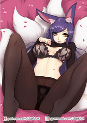 ahri big_breasts bra breasts cleavage darklux female female_only large_breasts league_of_legends looking_at_viewer panties pantyhose solo rating:Questionable score:92 user:justausername