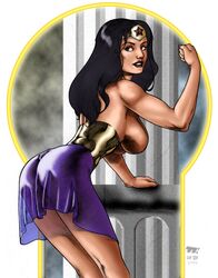 1girls 2001 ass black_hair blue_eyes breasts dat_ass dc_comics female female_only solo topless turk128 wonder_woman wonder_woman_(series) rating:Explicit score:23 user:bot