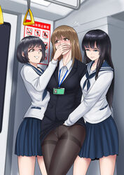 3girls age_difference black_hair black_stockings blush brown_hair bus chikan clothed clothed_female clothed_sex covering_another's_mouth covering_mouth evil_grin female female_only female_rapist femdom femsub forced forced_yuri fully_clothed fully_clothed_female gagged hand_gagged hand_in_another's_panties hand_over_another's_mouth hand_over_mouth handgag imminent_rape imminent_sex imminent_threesome imminent_yuri lezdom lezsub molestation multiple_doms multiple_girls name_tag office_lady older_female older_woman_and_teenage_girl public_sex public_transportation rape school_uniform schoolgirl skirt skirt_lift standing_sex stealth_fingering stealth_sex teenage_girl teenager thighhighs vaginal_penetration younger_dom_older_sub younger_female yuebaihezi yuri yuyo_(artist) rating:Questionable score:880 user:red3301