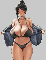 1girls bijin_onna_joushi_takizawa-san bikini black_hair blush breasts cleavage eu03 female female_only hair_bun huge_breasts mole_under_mouth solo takizawa_kyouko thick_thighs tied_hair wide_hips rating:Questionable score:860 user:justausername