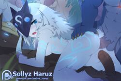 1girls 2018 2boys anal anal_sex animated ass blue_eyes blush breasts brown_fur canine caprine claws double_penetration faceless_male female fur furry glowing glowing_eyes grin group group_sex half-closed_eyes interspecies_fuck jackal kindred lamb_(league_of_legends) league_of_legends looking_back male mammal mask muscular nasus penis questionable_animation renekton rengar riot_games sex sheep smile sollyz straight straight_hair testicles text url vaginal_penetration warwick watermark white_fur rating:Explicit score:431 user:bot