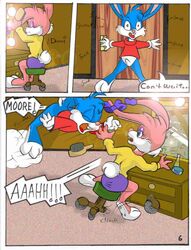 anthro babs_bunny buster_bunny comic female fur furry male mammal rabbit tagme tiny_toon_adventures uncensored rating:Explicit score:3 user:bot