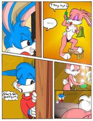 anthro babs_bunny buster_bunny comic female fur furry male mammal rabbit tagme tiny_toon_adventures uncensored rating:Explicit score:6 user:bot