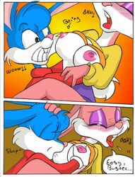 anthro babs_bunny buster_bunny comic female fur furry male mammal rabbit straight tagme tiny_toon_adventures uncensored rating:Explicit score:5 user:bot