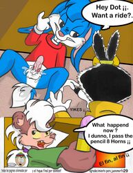 after_sex animaniacs anthro buster_bunny comic cum dot_warner female fur furry male mammal rabbit sitting tiny_toon_adventures translation_request rating:Explicit score:6 user:bot