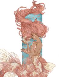 2015 dark-skinned_female erect_nipple female female_only fish green_eyes mermaid original pink_hair png scales solo transparent_background rating:Questionable score:9 user:MultiLimbedXeno