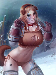 1girls adeptus_astartes armor background bell_collar blue_eyes braided_hair breasts brown_hair cleavage cleavage_cutout collar facial_tattoo fake_animal_ears fake_tail female female_only female_space_marine gloves midriff navel panties pauldrons pinup rule_63 sci-fi science_fiction scifi side-tie_panties snow solo solo_female solo_focus space_marine space_wolves tattoo themaestronoob thighhighs tubetop underwear warhammer_(franchise) warhammer_40k rating:Questionable score:145 user:Quarks