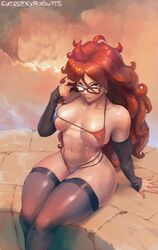 1girls alternate_version_available android_21 android_21_(human) blue_eyes cameltoe cleavage curly_hair curvy cutesexyrobutts dragon_ball dragon_ball_fighterz erect_nipples female glasses huge_areolae huge_ass huge_breasts orange_hair puffy_nipples red_hair thick_lips very_long_hair voluptuous wide_hips rating:Explicit score:384 user:crazylazy