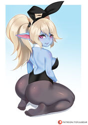 1girls artist_name ass battle_bunny_poppy blonde_hair blue_skin breasts bunny_ears bunny_girl bunnysuit female league_of_legends looking_at_viewer looking_back patreon_username pointy_ears poppy riot_games shortstack solo tofuubear yordle rating:Questionable score:170 user:justausername