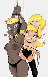 2018 4_fingers aladdin anthro bedroom_eyes bimbo black_hair blonde_hair bondage bound breasts brown_fur cartoon_network clothed clothing corset crossover dbaru deity disney domination duo egyptian eris_(billy_and_mandy) eyeshadow feline female female_on_anthro femdom femsub fur garter_straps goddess hair half-closed_eyes heart human human_on_anthro interspecies legwear lingerie lipstick makeup mammal mirage_(aladdin) navel nipples open_mouth panties pose seductive smile standing the_grim_adventures_of_billy_and_mandy thigh_highs topless underwear yuri rating:Explicit score:40 user:bot