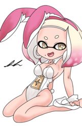 bunny_ears bunnysuit female female_only high_heels izai_ah pearl_(splatoon) solo splatoon splatoon_2 white_background rating:Explicit score:18 user:IzaiAH