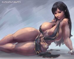 alternate_costume big_breasts brown_eyes brown_hair chun-li cleavage cutesexyrobutts female long_hair revealing_clothes solo street_fighter thick_thighs rating:Questionable score:203 user:Freezer88