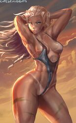 armpits arms_up blonde_hair breasts cammy_white cleavage cutesexyrobutts female female_only looking_at_viewer muscles muscular muscular_female solo street_fighter tanline rating:Explicit score:183 user:justausername