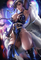 1girls big_breasts bodysuit breasts chun-li cleavage female female_only highleg large_breasts leotard looking_at_viewer sakimichan shiny solo street_fighter thighhighs rating:Questionable score:201 user:justausername