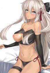 areolae blush bra breasts ero_waifu fate/grand_order fate_(series) female female_only long_hair looking_at_viewer nipples okita_souji_(alter)_(fate) okita_souji_(fate)_(all) panties solo rating:Explicit score:48 user:justausername