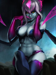 abs big_breasts breasts cleavage dandon_fuga evelynn female female_only large_breasts league_of_legends pinup solo succubus rating:Questionable score:94 user:justausername