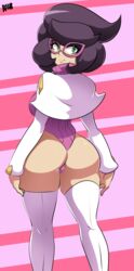 1girls 2018 aether_foundation ass back big_ass big_breasts big_hair bigdeadalive boots breasts clothed eyelashes female female_only glasses heel_boots high_heel_boots human large_ass looking_at_viewer looking_back nintendo pink_background pokemon pokemon_sm purple_hair rear_view shirt smile solo standing sweater text thick_thighs thigh_boots thighhigh_boots thighhighs thin_waist watermark wicke_(pokemon) wide_hips rating:Questionable score:211 user:justausername