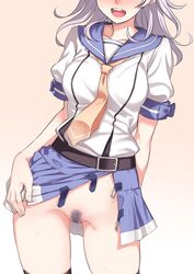  kantai_collection kinugasa_(kantai_collection) kumadano pink_hair pubic_hair school_uniform tagme  rating:explicit score: user:bot