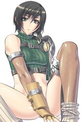 armor bare_shoulders beige_skin black_hair bottomless clothes color covering covering_crotch female female_only final_fantasy final_fantasy_vii fishnets footwear front_view gloves hair headband human kansuke looking_at_viewer loose_socks ninja open_eyes short_hair sitting sleeveless sleeveless_turtleneck socks solo spread_legs straight_hair strap straps thighhighs turtleneck white_background white_socks yuffie_kisaragi rating:Questionable score:14 user:bot