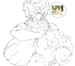  apwd curly_hair huge_breasts line_art sheep_girl  rating:explicit score: user:bot