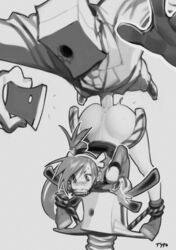 1boy antlers anus ass bag bag_on_head balancing bit_gag blush bondage bottomless bound bound_ankles boy_on_top cellphone commentary defeated detached_sleeves doggy_style english_commentary fake_antlers faust_(guilty_gear) female gag gagged greyscale guilty_gear kuradoberi_jam large_penis monochrome optionaltypo paper_bag penis phone photografic_proof planking pussy_juice reindeer_antlers self_shot sex smartphone spring_rider straight vaginal_penetration rating:Explicit score:130 user:bot