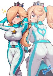 1girls ass bodysuit breasts clothing crown female female_focus female_only hair human jpeg lipstick mario_(series) mario_kart nintendo panties_visible_through_clothing pantylines princess_rosalina signature solo sparkles tagme white_background yamino_ekakinin rating:Questionable score:132 user:Mudlover