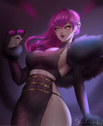 1girls evelynn eyewear_removed female female_focus female_only k/da_evelynn k/da_series league_of_legends shinekoshin shinkodoku sunglasses_removed rating:Questionable score:39 user:mydickhurtaf