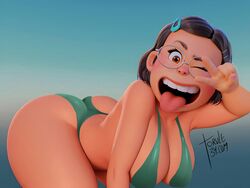 1girls ahe_gao ass bent_over big_breasts big_butt bikini blush blushing boobs breasts butt curvaceous disney female female_only glasses hair_ornament hairclip hips huge_butt looking_at_viewer mei_lee mei_lee_(human) one_eye_closed open_mouth pixar thighs tits tongue_out torule34 turning_red v v_over_eye wide_hips rating:Explicit score:162 user:AidanMYeckly