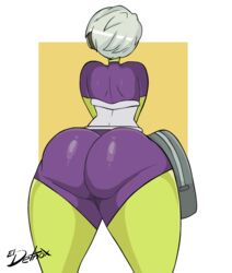 1girls alien_girl ass cheelai dat_ass detnox dragon_ball dragon_ball_super female female_only fully_clothed green_skin humanoid presenting short_hair solo spread_legs white_hair wide_hips rating:Questionable score:282 user:BustyBooty