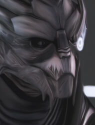  alien bigl1463 bioware bodypaint clothed clothing electronic_arts face_paint facial_scar garrus_vakarian hi_res looking_aside male mass_effect not_furry portrait pupils scar scouter slit_pupils solo turian  rating:safe score: user:bot