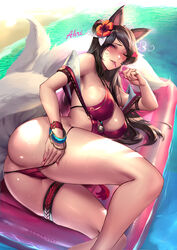 ahri ass big_breasts bikini breasts cianyo cleavage female female_only large_breasts league_of_legends looking_at_viewer solo vastaya rating:Questionable score:93 user:justausername