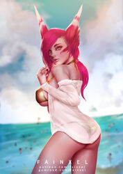 ass bikini breasts cleavage fainxel female female_only league_of_legends looking_at_viewer looking_back solo xayah rating:Questionable score:81 user:justausername