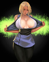 1girls breasts cleavage clothed female female_only flashing huge_breasts kasai_x3 lejeanx3 looking_at_viewer naruto solo tsunade wide_hips rating:Questionable score:314 user:justausername