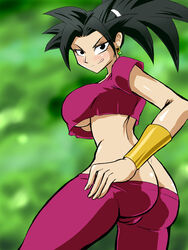 1girls armband ass ass_cleavage black_eyes blush bracelet breasts busty butt_crack cameltoe cleavage crop_top darm_engine dragon_ball dragon_ball_super earrings female female_only from_below fully_clothed green_sky high_ponytail hip hips hourglass_figure jewelry kefla large_ass large_breasts licking_lips pants pants_pull parted_bangs ponytail potara_earrings saiyan seductive_smile smile solo spiked_hair spiky_hair standing thick_thighs underboob undressing vambraces voluptuous rating:Explicit score:105 user:actionguy