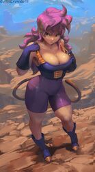 1girls 2018 armor artist_name ass battle_armor big_ass big_breasts blue_sky bodysuit boots breasts busty canyon cleavage clothed clothing cloud curvaceous curvy curvy_body curvy_female curvy_figure curvy_hips cutesexyrobutts detailed_background dragon_ball dragon_ball_xenoverse fan_character female female_focus female_only female_saiyan gloves green_eyes hair hips hourglass_figure huge_breasts large_breasts legs light-skinned_female light_skin long_hair navel oc original_character pink_bodysuit pink_hair purple_armor purple_boots purple_gloves saiyan saiyan_armor saiyan_tail skin_tight sky solo solo_female solo_focus spiky_hair sweat tail thick_thighs thighs voluptuous wide_hips rating:Questionable score:250 user:EdgySexy