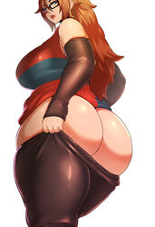 android_21 android_21_(human) ass ass_cleavage auburn_hair big_ass big_breasts big_butt blue_eyes bottom_heavy breasts brown_hair bubble_ass bubble_butt butt_crack cleavage dat_ass donaught dragon_ball dragon_ball_fighterz earrings female female_only glasses huge_ass large_ass large_breasts lipstick looking_at_viewer looking_back massive_ass milf partially_clothed shounen_jump sideboob solo thick thick_ass thick_thighs thunder_thighs venus_body voluptuous worm's-eye_view rating:Questionable score:466 user:justausername