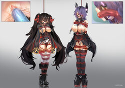 2girls arms_behind_back ball_gag bondage bound breasts breasts_out dildo_gag female femsub gag gagged girls'_frontline harness_gag kantai_collection lumpychan multiple_girls multiple_subs nipple_clamps nipples pussy pussy_juice rope slave tenryuu_(kantai_collection) thighhighs tied_up torn_clothes type_97_(girls'_frontline) uncensored vibrator rating:Explicit score:144 user:bot