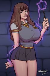 1girls 2017 artist_name ass ass_expansion bimbo bimbofication breast_expansion breasts brown_eyes brown_hair curvy engorgement_charm female female_only happy harry_potter hermione_granger hourglass_figure huge_breasts large_ass long_hair looking_at_viewer magic miniskirt mrpotatoparty panties school_uniform short_skirt skirt skirt_lift solo transformation wand witch witchcraft rating:Questionable score:892 user:BimboSlut