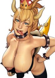 areolae big_breasts blue_eyes bowsette breasts cleavage collar cyan_eyes female female_only full_cleavage john_doe large_breasts long_breasts looking_at_viewer mario_(series) new_super_mario_bros._u_deluxe nintendo nipples open_mouth paizuri_invitation pointy_tongue presenting presenting_breasts puffy_nipples rule_63 sharp_tongue solo spiked_collar tongue tongue_out rating:Explicit score:151 user:justausername