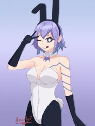  1girls :p assarigi blink blinking breasts bunny_costume bunny_ears bunny_girl bunny_tail bunnysuit busty devil_survivor devil_survivor_2 female female_focus female_only gloves happy happy_female megami_ibunroku_devil_survivor megami_tensei purple_eyes purple_hair shin_megami_tensei star_eyes tico tico_devil_survivor_2  rating:questionable score: user:nameless903