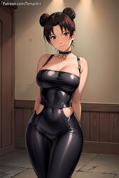 1girls ai_generated alternate_breast_size alternate_costume arms_behind_back bangs bare_chest bare_shoulders big_breasts breasts cleavage curvaceous curvy curvy_body curvy_female curvy_figure female female_only hallway hourglass_figure huge_breasts indoors large_breasts leather leather_clothing looking_at_viewer nai_diffusion naruto naruto_(series) naruto_shippuden no_bra no_bra_under_clothes oppai patreon_username pinup pose posing posing_for_the_viewer shiny_clothes shiny_hair shiny_skin smile solo solo_focus stable_diffusion standing teenage_girl teenager temptart tenten thick_thighs thighs top_heavy top_heavy_breasts url voluptuous watermark web_address wide_hips rating:Questionable score:104 user:Diwan