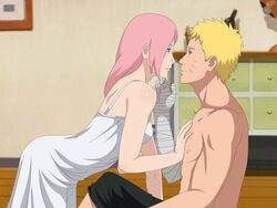 1boy1girl alternate_hairstyle ass_in_dress bandaged_arm bandages before_sex bent_over blue_eyes blush blushing_at_another boruto:_naruto_next_generations couple dress gown green_eyes iharuluna_(artist) imminent_kiss imminent_sex in_love long_hair looking_at_another looking_at_partner male/female muscular muscular_male naruto naruto_(series) nightgown on_floor pants pecs pink_hair romantic romantic_couple sakura_haruno shirtless shirtless_(male) short_hair side_view sideboob sitting sleeveless straight toned toned_male touching_chest touching_face uzumaki_naruto yellow_hair rating:Questionable score:118 user:Dekorin