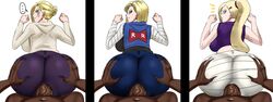 3boys 3girls anal_penetration android_18 annie_leonhardt ass_focus ass_grab attack_on_titan big_ass big_breasts blonde_hair blue_eyes bottom_heavy clothed_sex crossover curvy dark-skinned_male different_expressions dragon_ball dragon_ball_z female female_focus female_penetrated gtsn17 huge_butt ino_yamanaka interracial looking_at_viewer looking_back male/female male_penetrating naruto naruto_shippuden nude_male_clothed_female pawg penetration_through_clothes smile smile_at_viewer suprised suprised_look voluptuous rating:Explicit score:81 user:Jerkoff2099