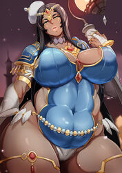 abs bbw breasts cleavage dark-skinned_female dark_skin donaught fate/grand_order fate_(series) huge_breasts milf muscular_female plump ring scheherazade_(fate) thick_thighs thumb_ring venus_body rating:Explicit score:111 user:z317