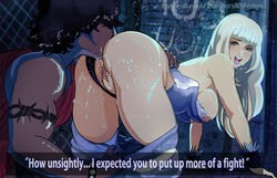 1boy 1girls anilingus ass blonde_hair bubble_butt burgersnshakes busty dark-skinned_male emilie_de_rochefort female female_focus hourglass_figure labia male on_all_fours pussy sex sweat tagme tekken vagina wide_hips rating:Explicit score:40 user:droid377